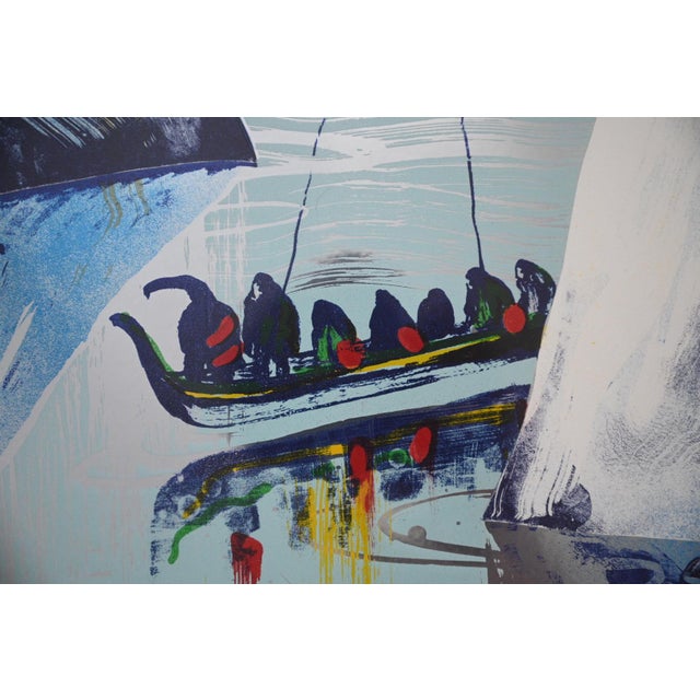 Native American 1980 Earl Biss "War Canoes" Signed Serigraph With Silver Foil, 44/100 For Sale - Image 3 of 6