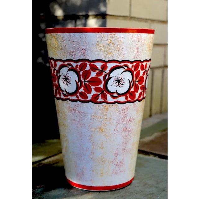 Hand Painted Art Deco Czechoslovakian Flower Vase For Sale - Image 9 of 10