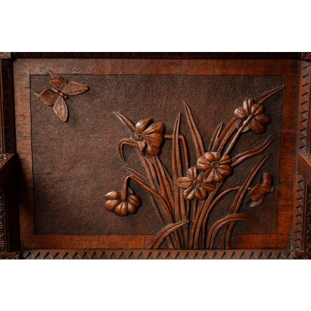 Wood 1880 Victorian Carved Mahogany Open-Back Monogram Armchair For Sale - Image 7 of 15