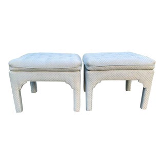 Pillow Top Tufted Ottomans With Detailed Leg - a Pair For Sale