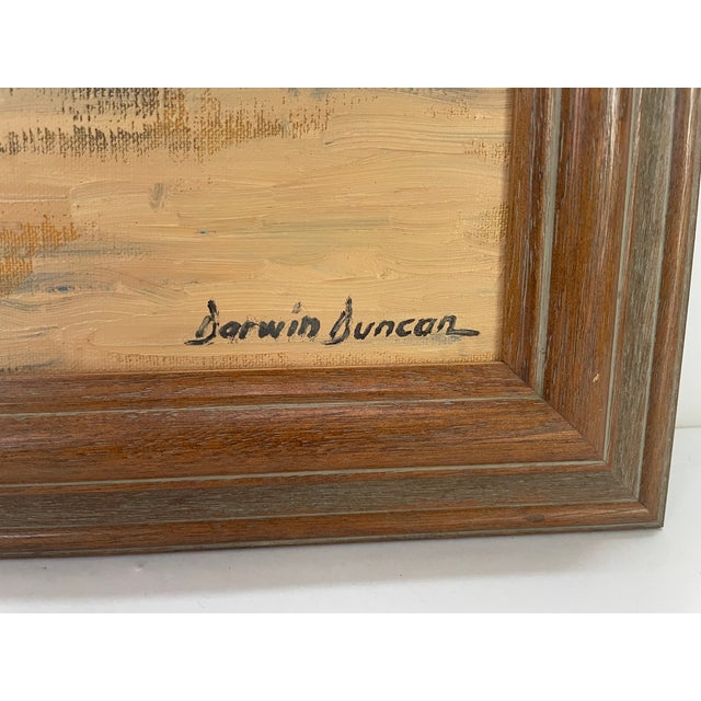 The American School Mid 20th Century Darwin Duncan Southwest Desert Landscape Oil Painting With Joshua Trees For Sale - Image 3 of 5