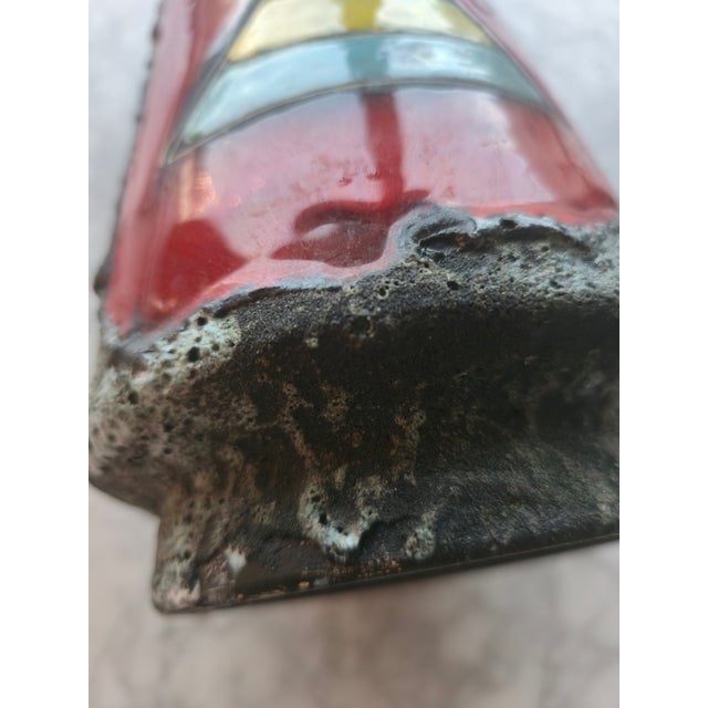 Mid-Century Modern Vintage Mid-Century Modern Italian Fat Lava Textured Painted Lamp Red Black Yellow Blue For Sale - Image 3 of 9