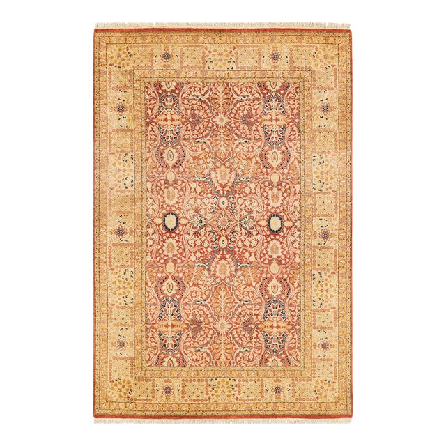 Mogul, One-of-a-Kind Hand-Knotted Area Rug in Orange, 4' 9" x 7' 1" For Sale