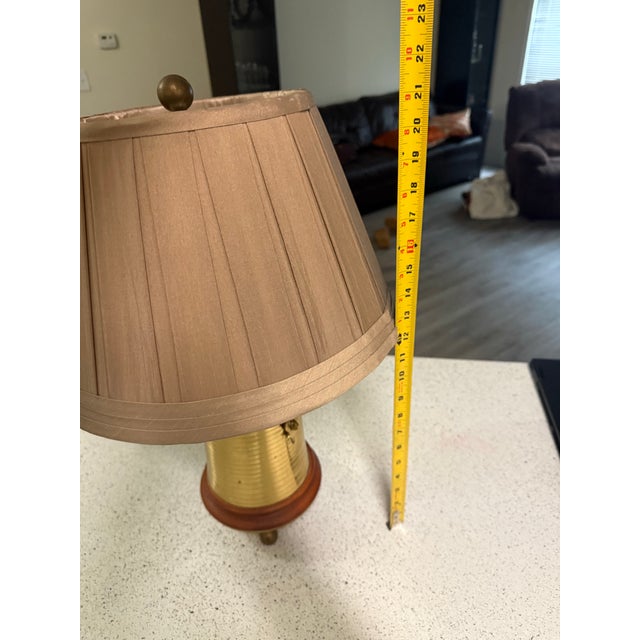 Unique Brass Antique Jar Table Lamp With Shade For Sale - Image 9 of 10