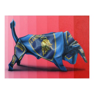 Pop Art Figurative Origami Playful Colorful "Honor and Lambo" Original Artwork by Emilio Rama For Sale