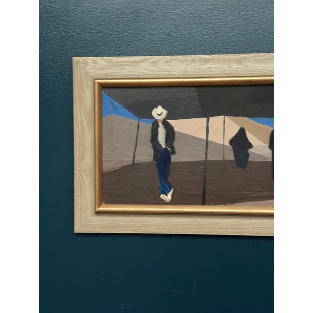 Original Swedish Oil on Canvas – “Desert Market” by Eric Andreas Ros – Signed – Vintage & Framed – 32 × 60 cm (12.6" ×...