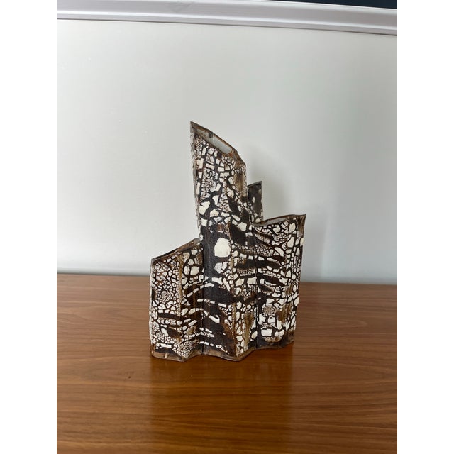 Mid 20th Century Mid Century Glazed Pottery Sculpture Vase For Sale - Image 5 of 7