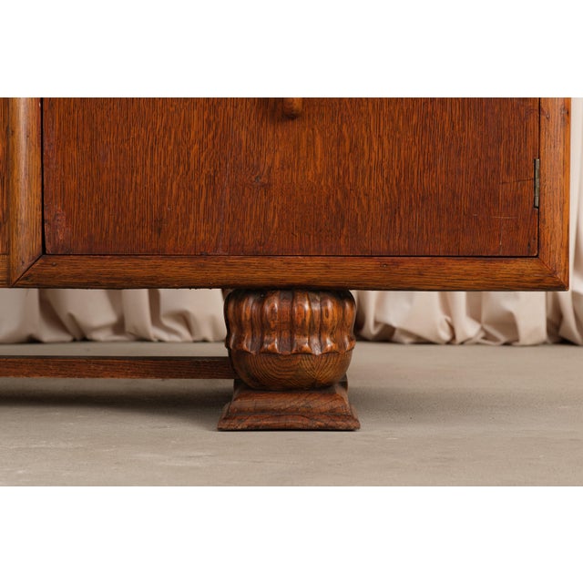 Vintage Art Deco Carved Oak Buffet Sideboard For Sale - Image 16 of 18