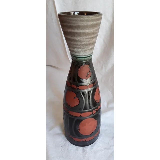 Vintage German Ceramic Vase with Anthracite Black Glaze on Red-Brown, 1970s For Sale - Image 6 of 6