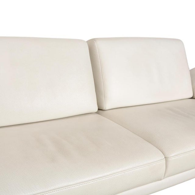 Leather and Wood Three-Seater Sofa in Cream White from Himolla, Set of 2 For Sale - Image 6 of 17
