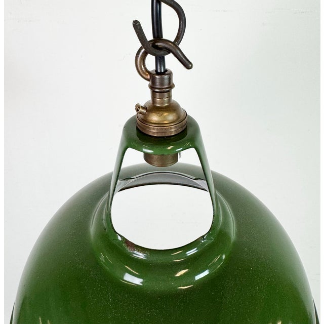 Green Industrial Green Enamel Factory Pendant Lamp from Coolicon, 1950s For Sale - Image 8 of 18