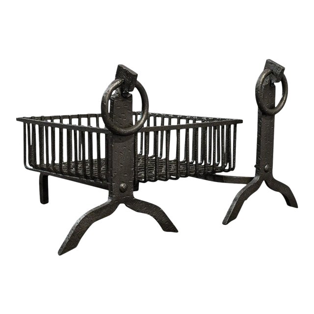 Victorian Antique Cast Iron Fire Basket For Sale