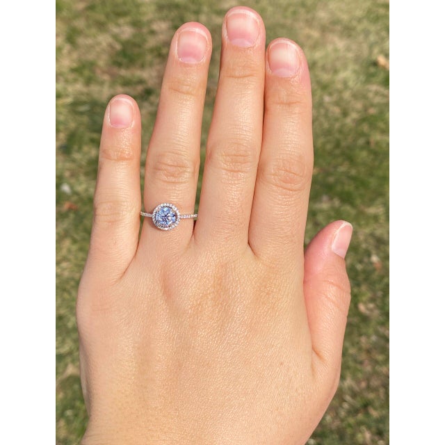 The Champ: Halo Set Natural Diamond Engagement Ring in White Gold For Sale - Image 10 of 11