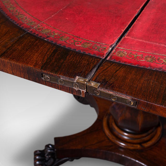Antique Fold-Over Card Table, English, Games, Console, Bridge, Early Victorian For Sale - Image 9 of 12