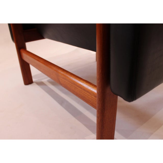 Set of Danish Leather & Teak Lounge Chair & Footstool by Jørgen Bækmark for FDB, 1960s For Sale - Image 9 of 12