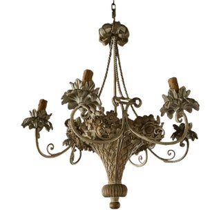 Early 20th Century Hand Carved Wooden Chandelier For Sale