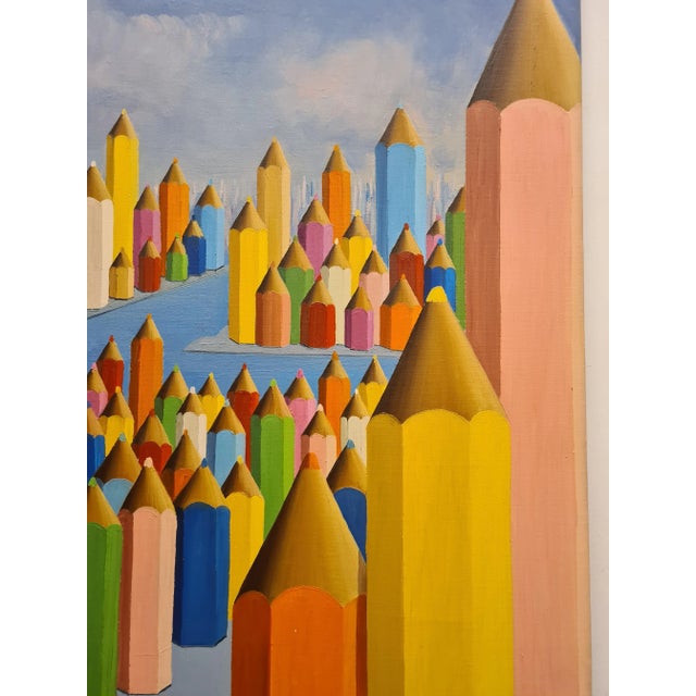 Antonio Bencich, Panorama of the Metropolis, 2002, Oil on Canvas For Sale - Image 8 of 12