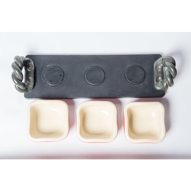 1950s French Organic Modern Serving Tray in Ceramic & Wood For Sale - Image 4 of 13