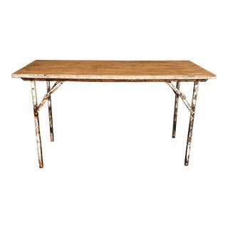 Outdoor Folding Frametable in Oxide Lacquered Iron Legs, Signed For Sale