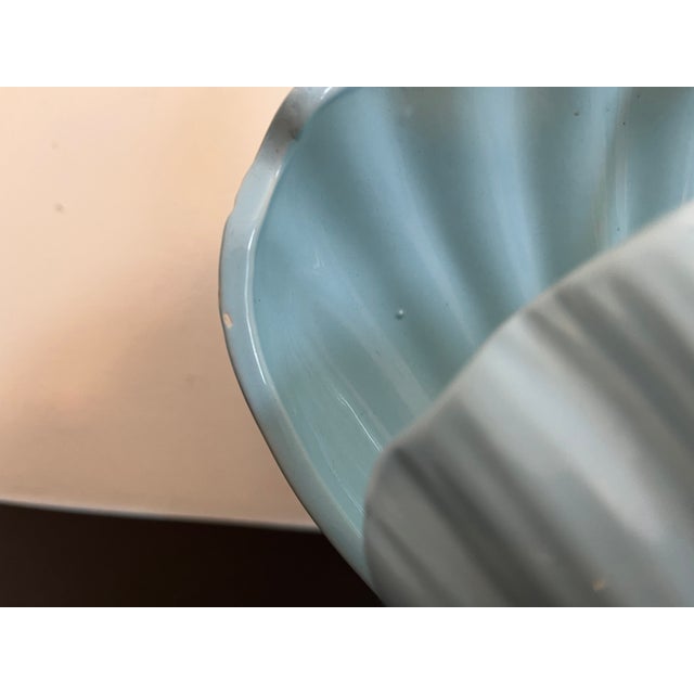 Sky Blue Ceramic Shell Lamp & Shade, C1970 For Sale - Image 11 of 12