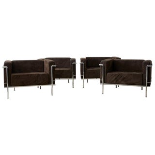 Set of Four Le Corbusier Lc3 Style Lounge Chairs for Mobelaris For Sale