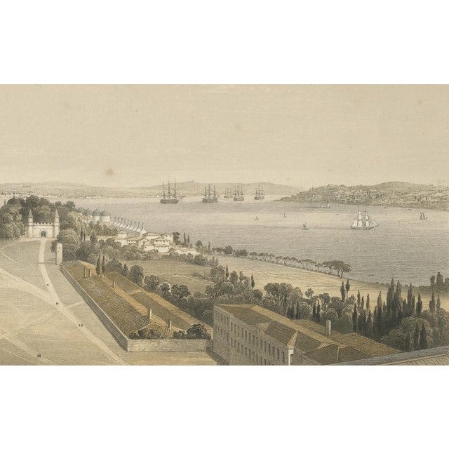 Mid 19th Century After Fossati and Gayer, Topkapi Palace Courtyard and Bosphorus, Istanbul, 1852, Tinted Lithograph For Sale - Image 5 of 8
