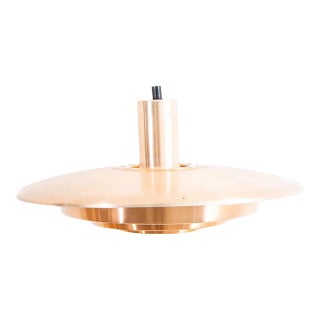 Mid Century Danish Modern Saucer Pendant Lamp Copper Finish Single Ceiling Light For Sale