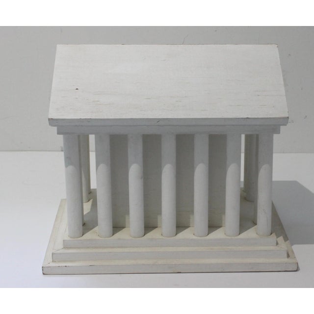 Rustic Neoclassic Revival Greek Parthenon Bird-House Decor Adirondack Folk Art in Painted Whitewashed Wood For Sale - Image 3 of 10