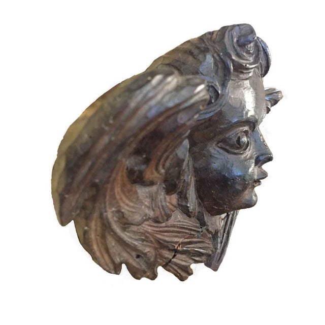 Winged Putto Angel Face in Carved Wood, 1700s For Sale - Image 5 of 7