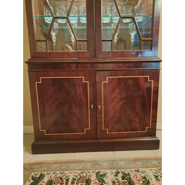 Wood Councill Dining Room Regency Display Cabinet With Pierced Pediment/Late 20th Century For Sale - Image 7 of 12