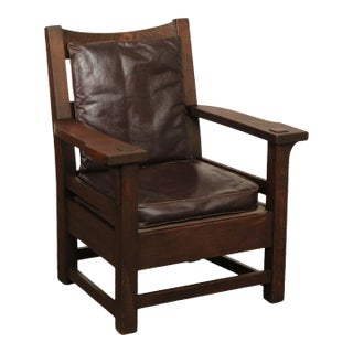 Antique Mission Oak Lounge Chair For Sale