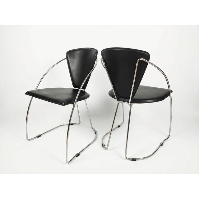 Postmodern Black Leatherette Chair, 1980s, Set of 2, in Very Good conditions. Designed 1980 to 1989