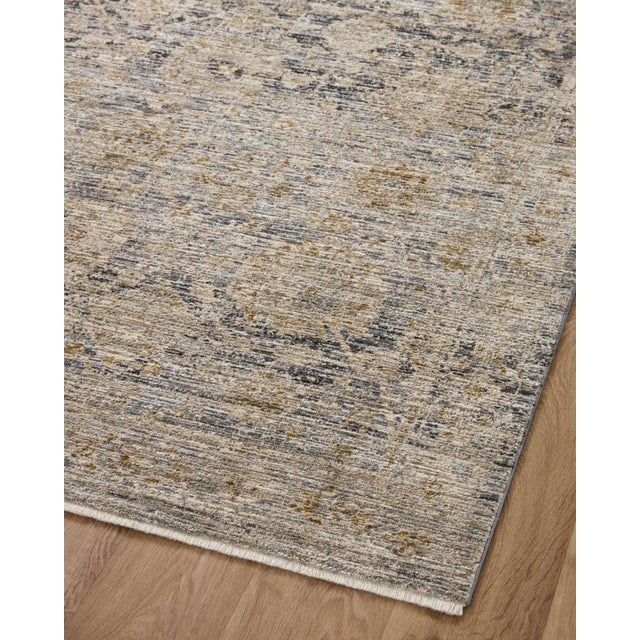 Textile Jean Stoffer x Loloi Katherine Charcoal / Gold 18" x 18" Sample Rug For Sale - Image 7 of 10
