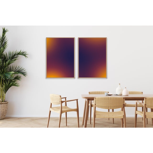 Paper 2025, Abstract Ethereal, Limited Edition Giclée Diptych of Reverse Sunsets by Cyd Fontaine- Set of 2 For Sale - Image 7 of 10