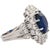 Modern 1990s Certified 7.15 Carat Vivid Blue Sapphire & Diamond Sunburst Vintage French Ring, Size 6.5 For Sale - Image 3 of 10