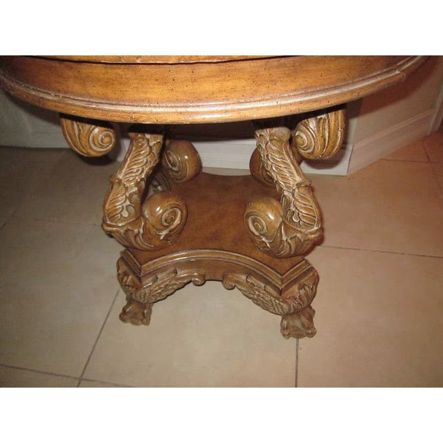 Traditional 1970s Mondamin 29" Round Tall Solid Wood Pedestal End Table Glass Top Classic For Sale - Image 3 of 13