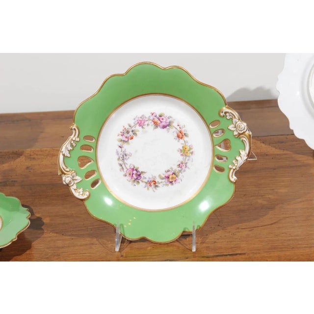 Antique Ridgway Porcelain Compote with Green Rim & Floral Décor For Sale - Image 9 of 9