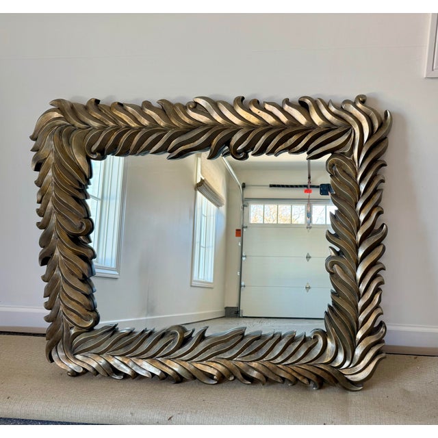 Modern Monumental 20th Century Silvered Acanthus / Palm Frond Mirror For Sale - Image 3 of 7