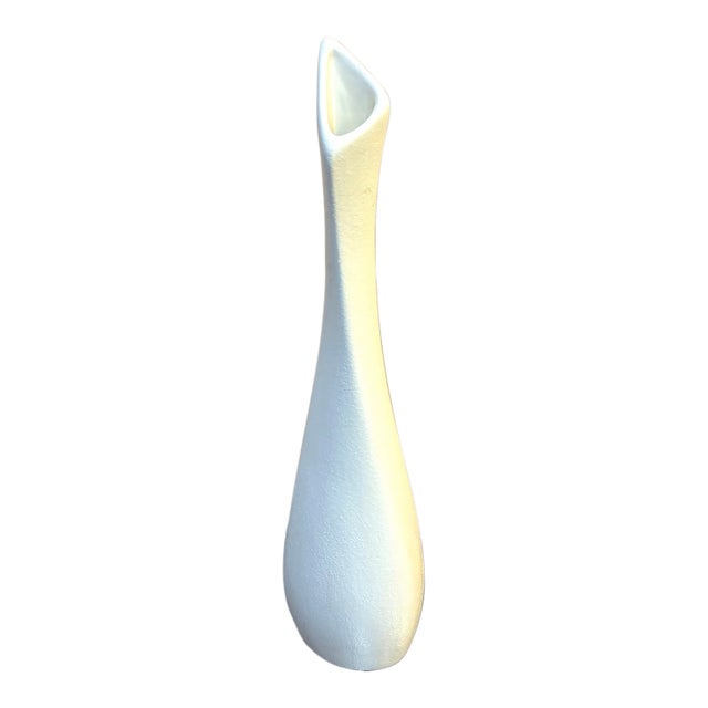 Sgrafo German White Ceramic Sculptural Vase For Sale