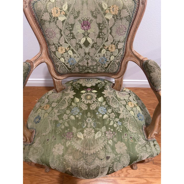 Wood Pairs of French Louis XV Bergere Armchairs/Floral Uphoslstery For Sale - Image 7 of 11