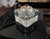Vintage Cut Crystal Inkwell W/Brass Lid and Red Gemstone For Sale - Image 9 of 12