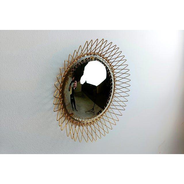 1960s Vintage Bohemian Golden Sunburst Mirror, 1960s For Sale - Image 5 of 12