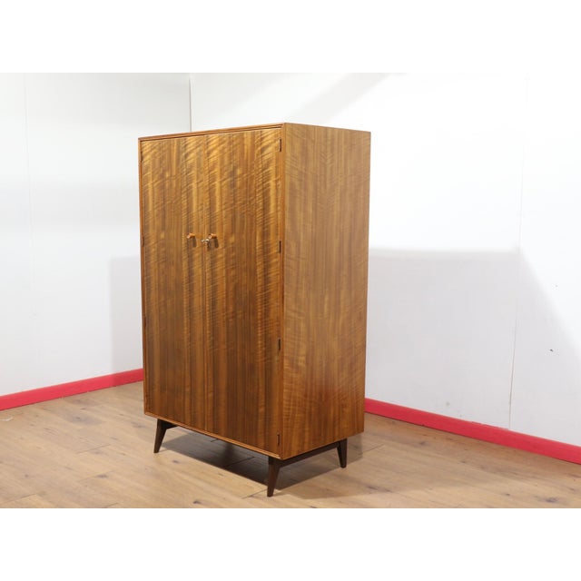 Mid Century Modern Vintage Walnut Double Armoire Wardrobe by Alfred Cox For Sale In Greensboro - Image 6 of 10