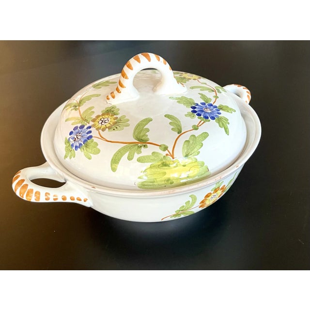 Ceramic Italian Hand Painted Floral Tureen For Sale - Image 7 of 12