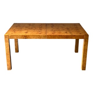 Lane Burl Wood Extendable Parsons Dining Table in the Style of Milo Baughman, 1970s For Sale