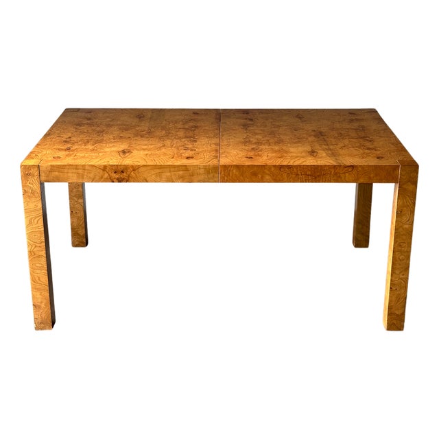 Lane Burl Wood Extendable Parsons Dining Table in the Style of Milo Baughman, 1970s For Sale
