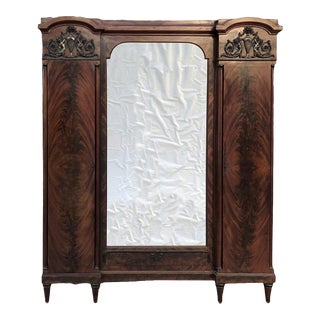 Antique French Neoclassical Mahogany Armoire For Sale