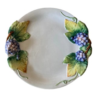 Vintage Italian Small China Serving Plate Adorned With Grapes For Sale