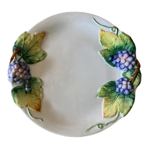 Vintage Italian Small China Serving Plate Adorned With Grapes