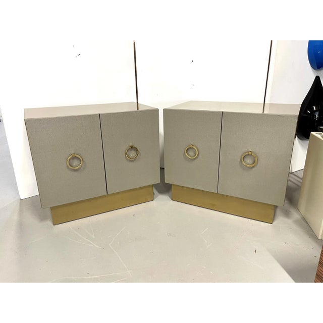 Bridges Over Time Brass & Leather Nightstands - A Pair For Sale In Palm Springs - Image 6 of 13